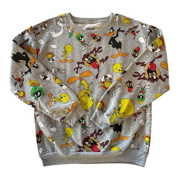 Looney‎ Tunes Characters Sweatshirt Long Sleeve Graphic Gray Size Medium (7-9) - Picture 1 of 9